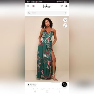 Lulus Green Floral Maxi Dress